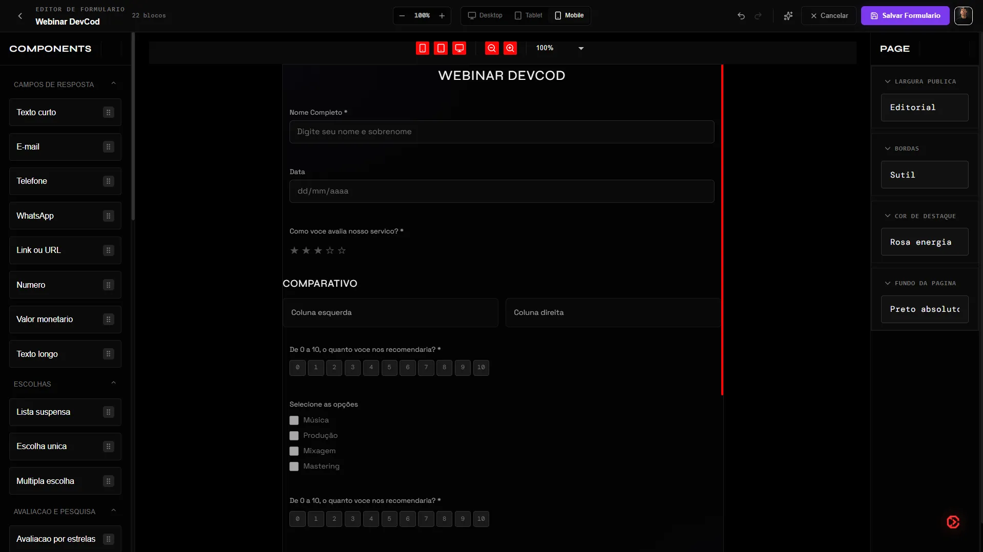 Editor Brutal Elegance de Páginas